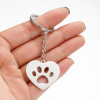European and American cartoon cute animal footprints cat paw pendant keychain stainless steel geometric simple round heart-shaped pendant