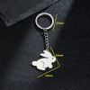 Cross-border new zodiac rabbit pendant stainless steel keychain cute cartoon keychain student backpack pendant