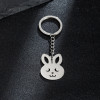 Cross-border new zodiac rabbit pendant stainless steel keychain cute cartoon keychain student backpack pendant
