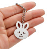 Cross-border new zodiac rabbit pendant stainless steel keychain cute cartoon keychain student backpack pendant