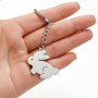 Cross-border new zodiac rabbit pendant stainless steel keychain cute cartoon keychain student backpack pendant