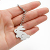 Cross-border new zodiac rabbit pendant stainless steel keychain cute cartoon keychain student backpack pendant