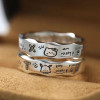 Niche design, versatile minimalist graffiti, wavy edge, exquisite and fashionable temperament, Pacha dog couple ring