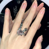 Index finger ring rabbit personalized open ring female light luxury temperament internet celebrity cartoon cute sweet cool style diamond