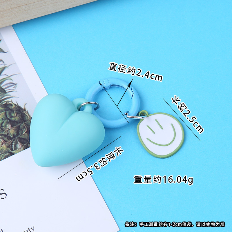 New heart smiling face key chain pendant cute cartoon metal ring key accessories bag accessories pendant