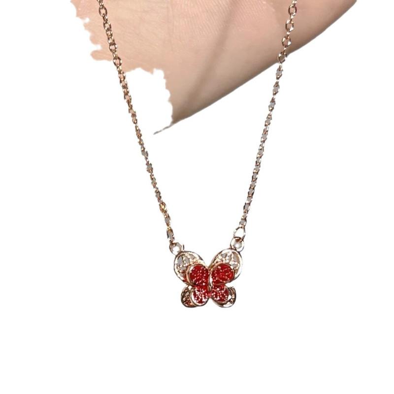 Filigree butterfly necklace love new Chinese style necklace ins butterfly simple