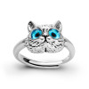 European and American new retro style cat face ring fashionable cartoon kitten women's open ring