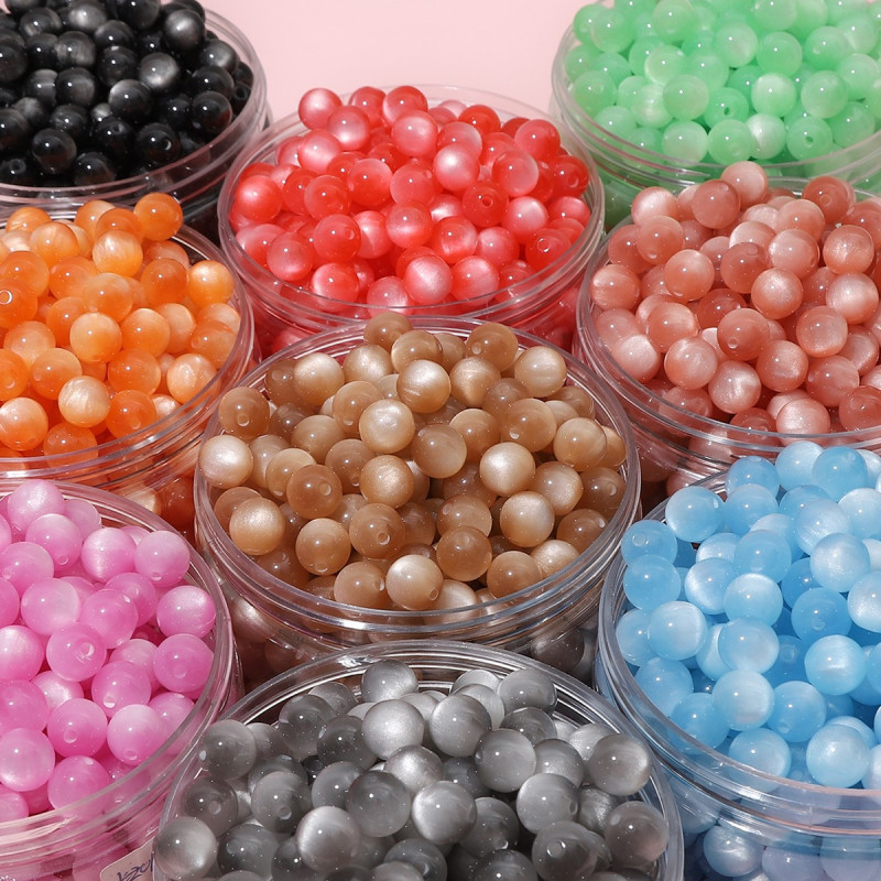 8-12mm color resin imitation cat eye round beads diy handmade beading material bracelet jewelry accessories