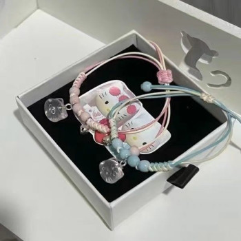 Pink KT cat Hello Kitty braided rope bracelet for student couple Hello Kitty for girlfriend