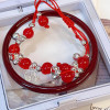 Miao girl ~ red rope bell bracelet hand-woven with bright and playful girly heart decorated with exquisite bow