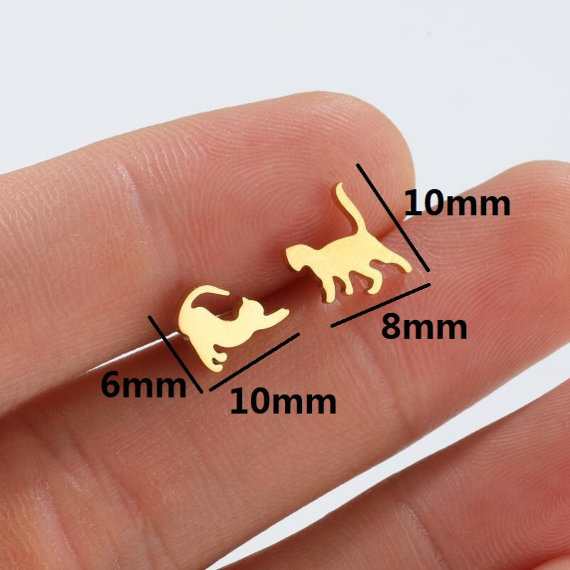 Cross-border new stainless steel cute little animals cat bird butterfly earrings asymmetric spaceship ear jewelry