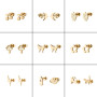 Cross-border new stainless steel cute little animals cat bird butterfly earrings asymmetric spaceship ear jewelry