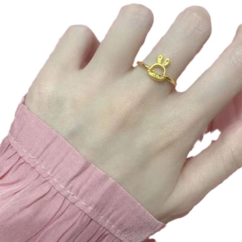 Cute bunny ring for women ins niche simple and sweet design bunny open ring for best friend