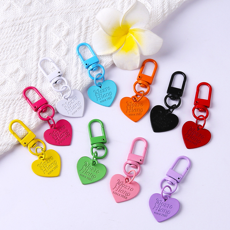 Candy color metal creative diy paint keychain love pendant colorful cute personalized heart pendant jewelry