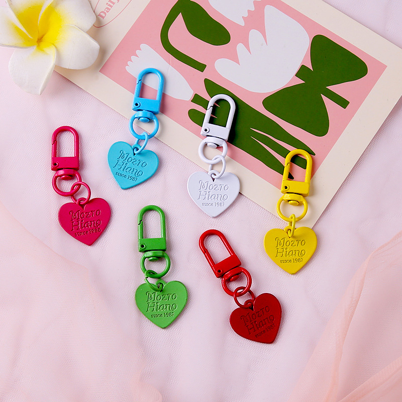 Candy color metal creative diy paint keychain love pendant colorful cute personalized heart pendant jewelry