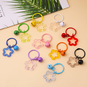 Creative colorful small fresh acrylic transparent highlight five-pointed star keychain pendant dopamine girl heart pendant