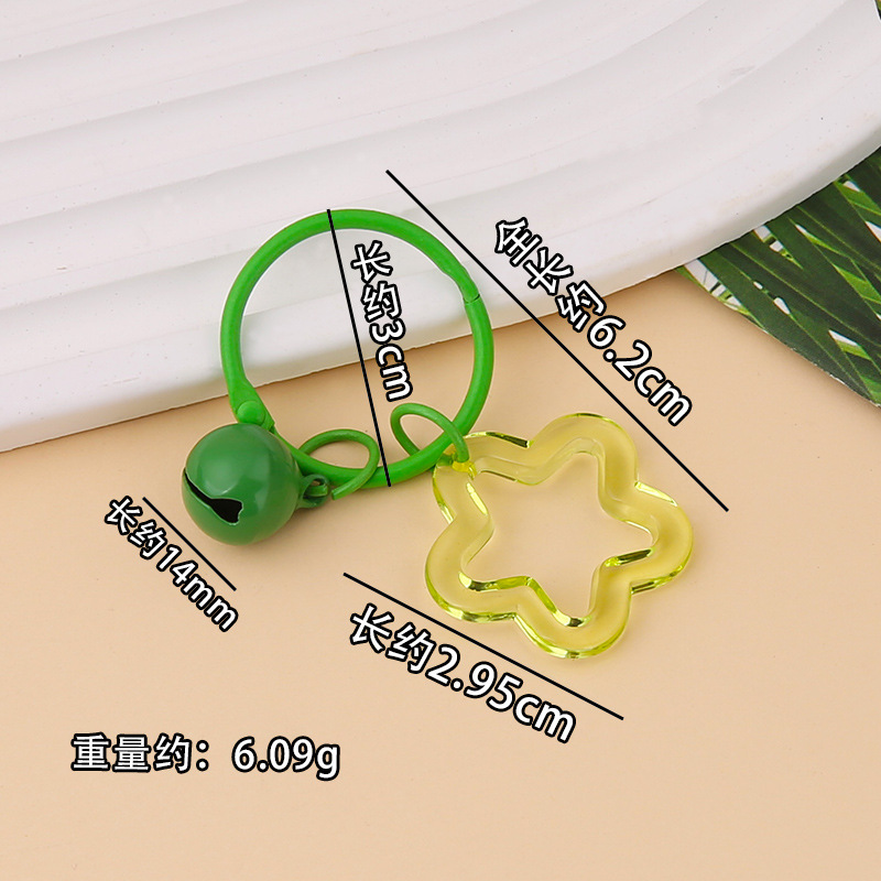 Creative colorful small fresh acrylic transparent highlight five-pointed star keychain pendant dopamine girl heart pendant