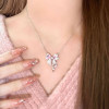 Popular internet celebrity pink bow necklace ins student sweet cool girl clavicle chain versatile light luxury