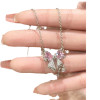 Popular internet celebrity pink bow necklace ins student sweet cool girl clavicle chain versatile light luxury