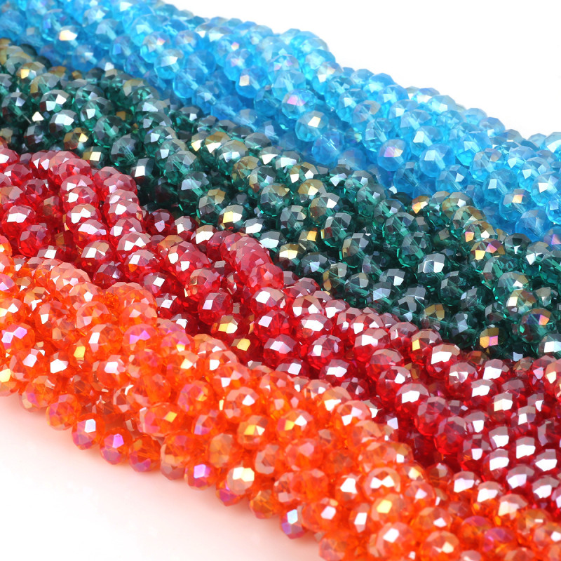 6/8mm glass crystal faceted wheel beads flat beads handmade diy bracelet jewelry accessories factory direct sales wholesale