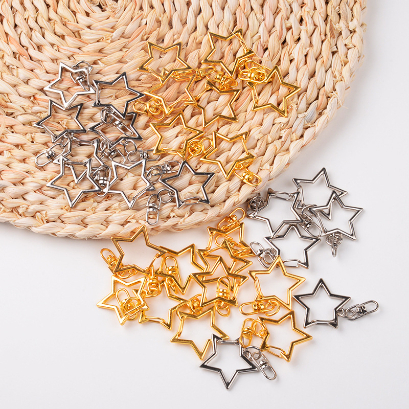 DIY jewelry accessories five-pointed star metal keychain pendant spot wholesale creative special-shaped alloy spring buckle