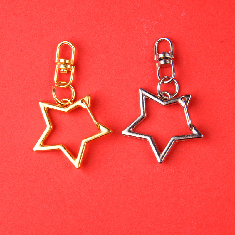 DIY jewelry accessories five-pointed star metal keychain pendant spot wholesale creative special-shaped alloy spring buckle