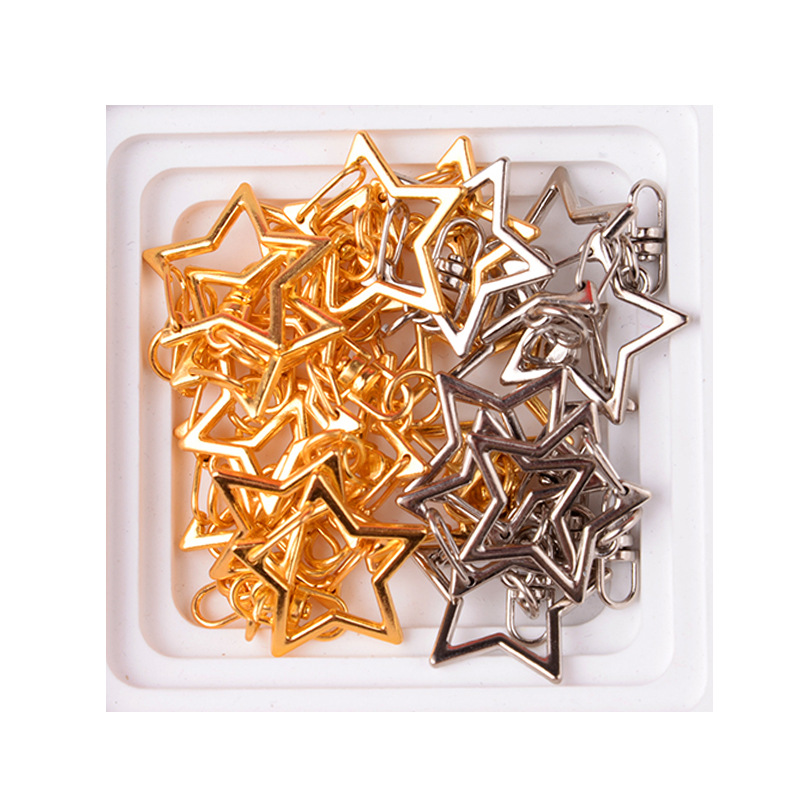DIY jewelry accessories five-pointed star metal keychain pendant spot wholesale creative special-shaped alloy spring buckle