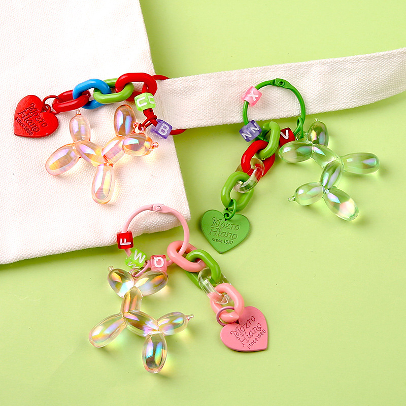 New transparent color balloon dog keychain pendant creative small fresh love accessories bag pendant small gift
