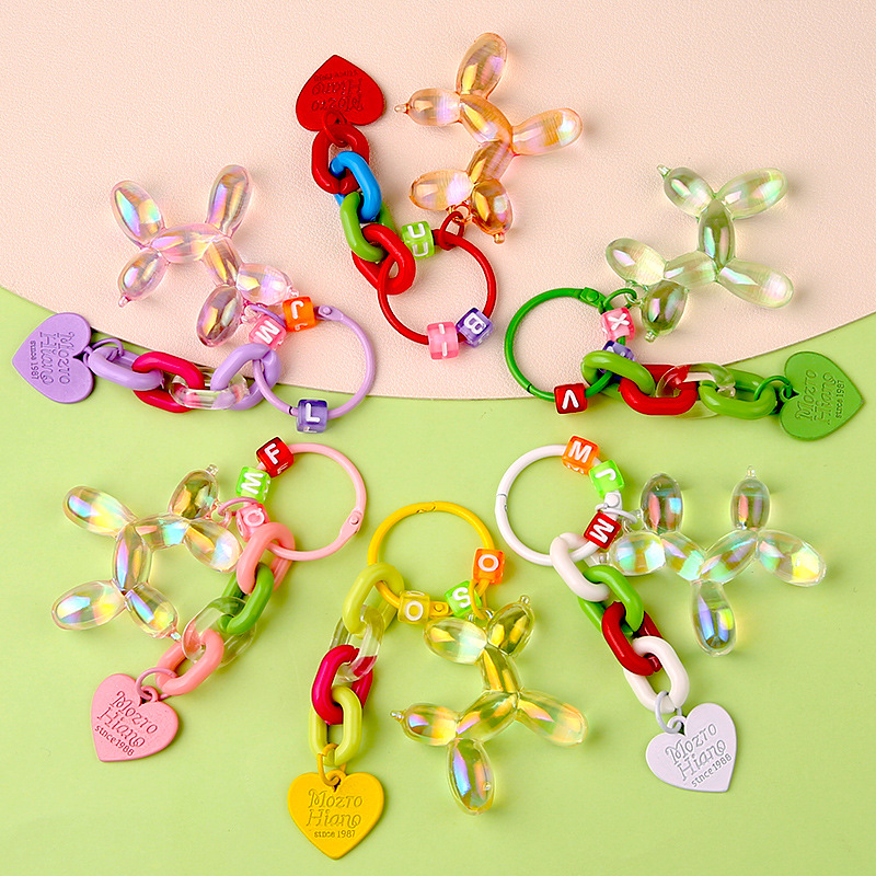 New transparent color balloon dog keychain pendant creative small fresh love accessories bag pendant small gift