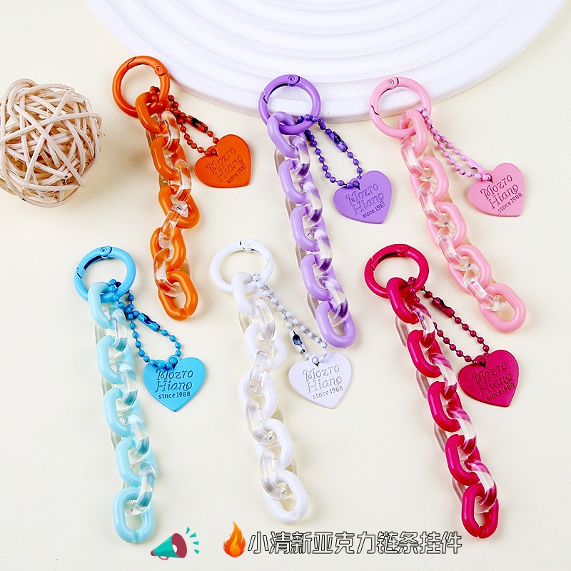 ins creative small fresh love acrylic chain keychain pendant headphone set bag couple jewelry decoration