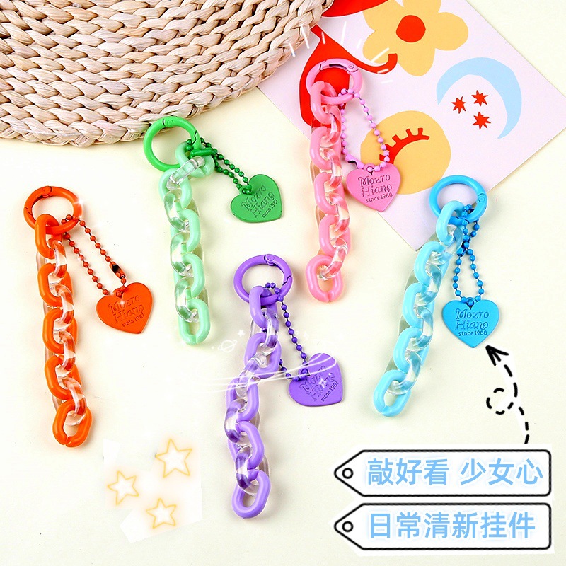 ins creative small fresh love acrylic chain keychain pendant headphone set bag couple jewelry decoration