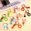 ins style creative acrylic hollow five-pointed star paint keychain diy letter beads bell accessories bag pendant