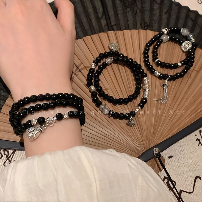 New Chinese style mountain ghost flower beaded double-layer bracelet for women, national style, retro, 2024 new style bracelet, personalized and versatile hand ornaments
