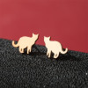 European and American ins style fashion new product versatile small earrings for women cute stainless steel small animal pet cat ear bone nails