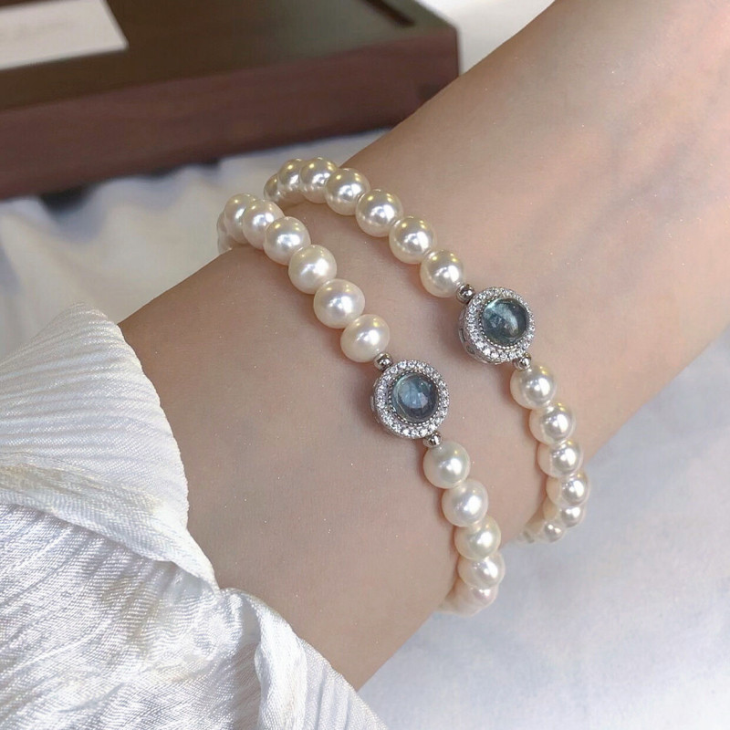 French aquamarine bracelet for women ins light luxury niche design temperament high-end bestie birthday gift