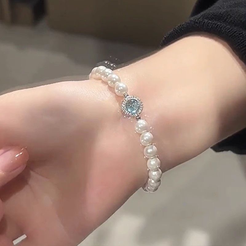 French aquamarine bracelet for women ins light luxury niche design temperament high-end bestie birthday gift