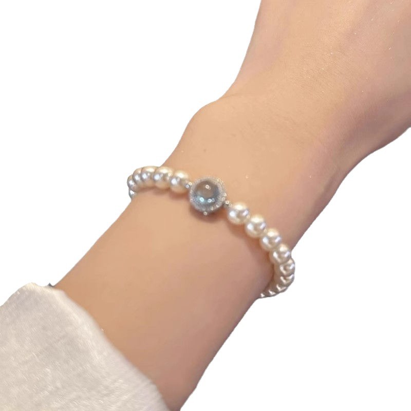 French aquamarine bracelet for women ins light luxury niche design temperament high-end bestie birthday gift