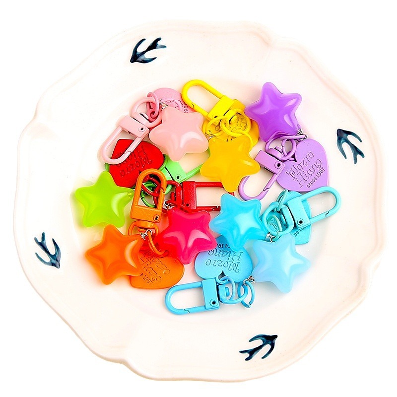 Jelly candy color five-pointed star love keychain pendant diy jewelry accessories luggage headphone set stationery pendant