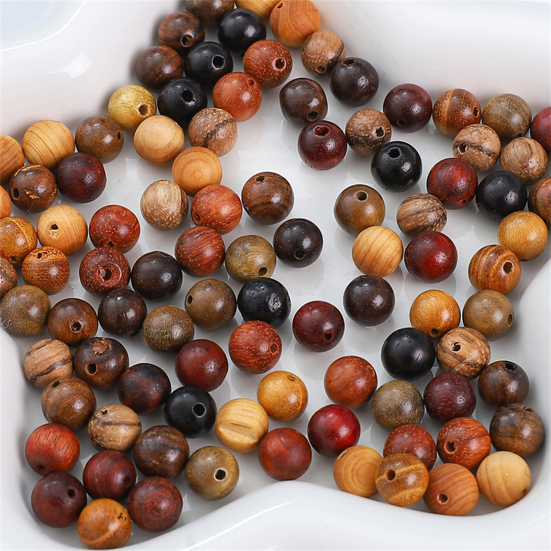 Handmade diy hand-strung wooden beads wooden beads loose beads thuja gold sandalwood 8mm round beads black rosewood beads wholesale