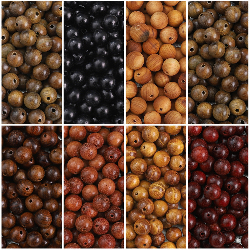 Handmade diy hand-strung wooden beads wooden beads loose beads thuja gold sandalwood 8mm round beads black rosewood beads wholesale