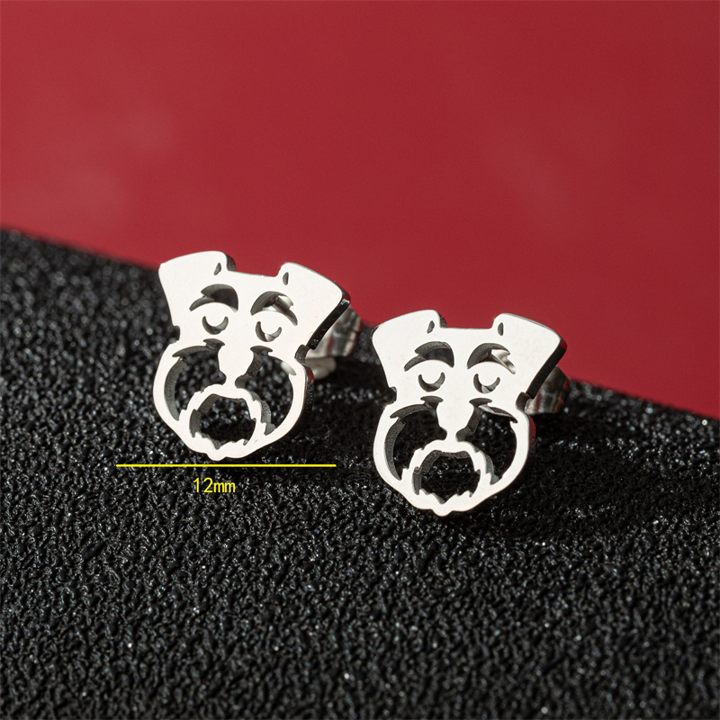 European and American fashionable and simple cute small animal pet dog head earrings light luxury versatile personalized earrings cross-border accessories