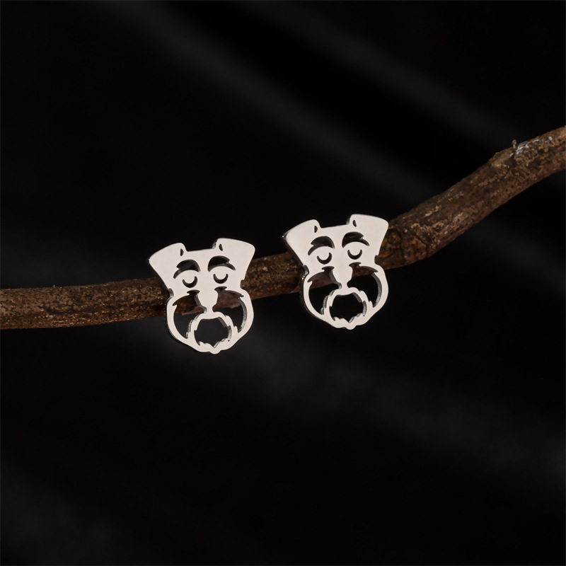 European and American fashionable and simple cute small animal pet dog head earrings light luxury versatile personalized earrings cross-border accessories