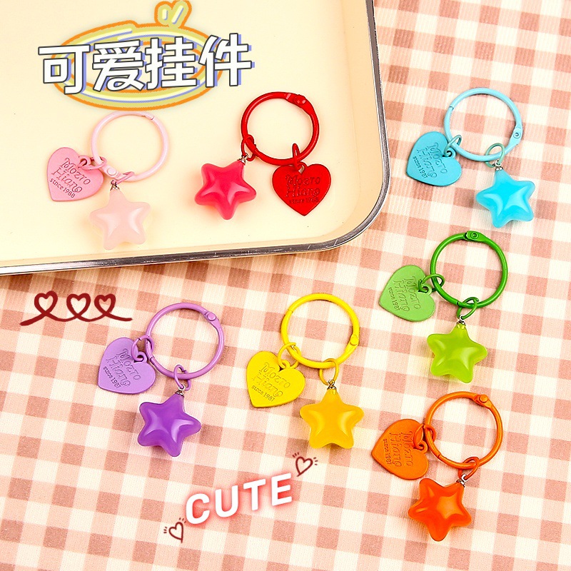ins style jelly color star love keychain pendant diy girl heart bag earphone set jewelry accessories pendant