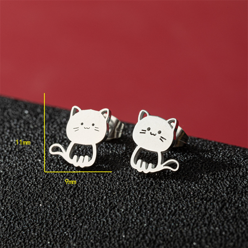 New cute tracing earrings animal series cartoon kitten earrings stainless steel jewelry personalized accessories wholesale