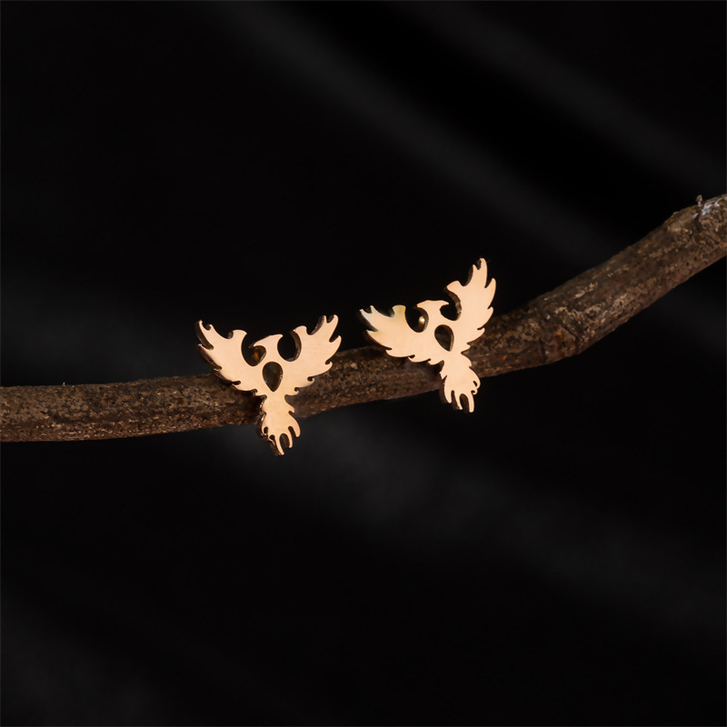 New style simple and versatile design niche fashion personality niche stainless steel bird totem earrings earrings for women