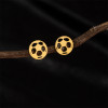 2025 Amazon new stainless steel hollow football small earrings ins fashion simple geometric round earrings