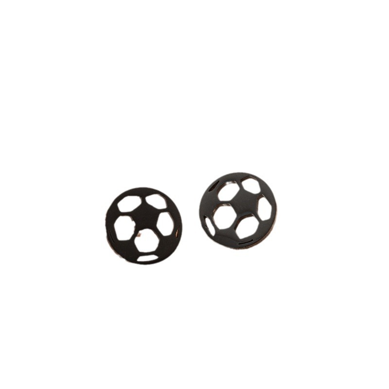 2025 Amazon new stainless steel hollow football small earrings ins fashion simple geometric round earrings