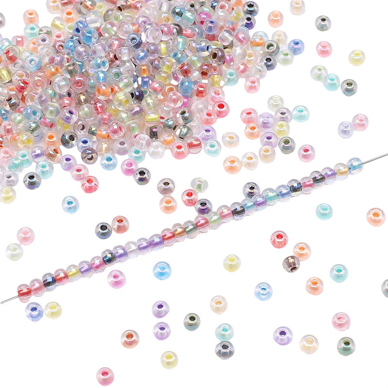 2-4mm domestic phantom pearlescent dye core glass rice beads beading handmade diy homemade loose beads bracelet necklace accessories