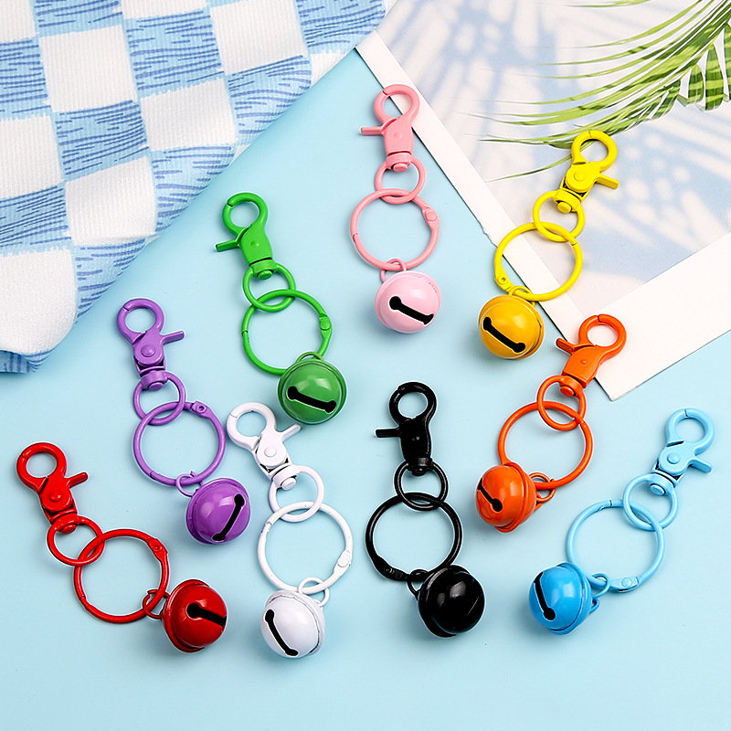 Metal paint candy color bell dog buckle belt ring key chain pendant diy versatile bag jewelry accessories wholesale