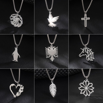 European and American foreign trade Amazon supply stainless steel hip-hop necklace men and women versatile eagle bird pendant clavicle chain